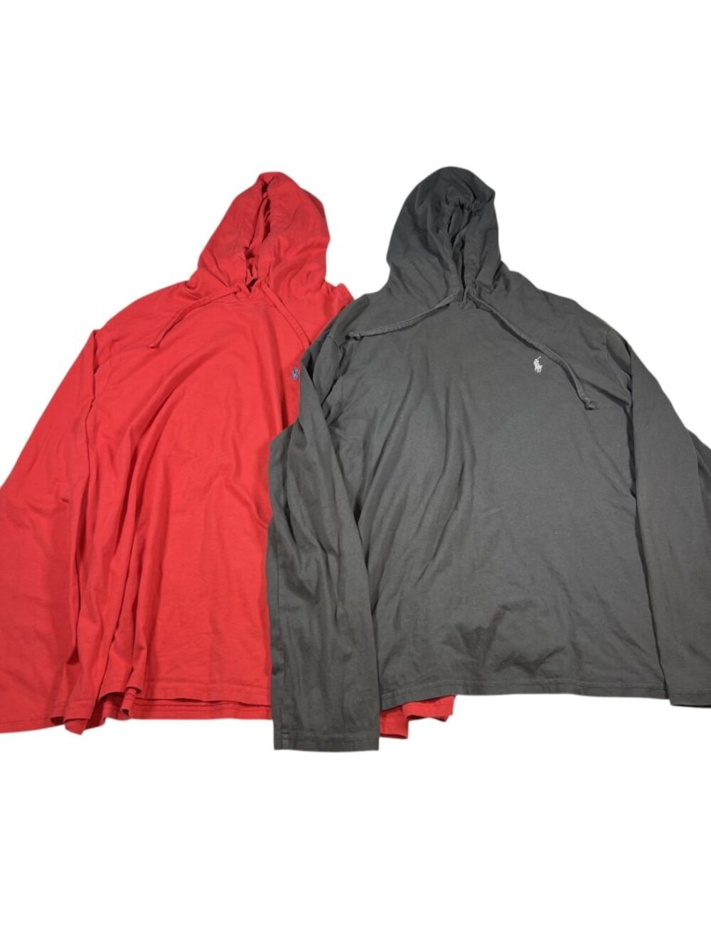 Polo Ralph Lauren Mens Gray Red Lightweight Pullover Hoodie Bundle Size XL